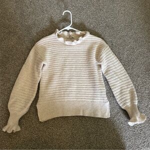 Madewell Cream Ruffle Trim Sweater